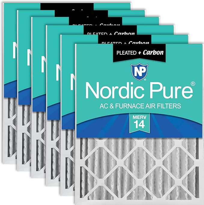 Nordic Pure 20x20x4 Pleated Air Filters MERV 14 Plus Carbon 6 Pack by NordicPure