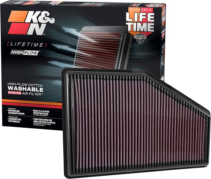 K&N High-Flow Original Lifetime Engine Air Filter: Increase Power: Premium by KNEngineeringInc