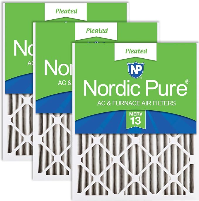 Nordic Pure 16x20x2 Pleated MERV 13 Air Filters 3 Pack by NordicPure