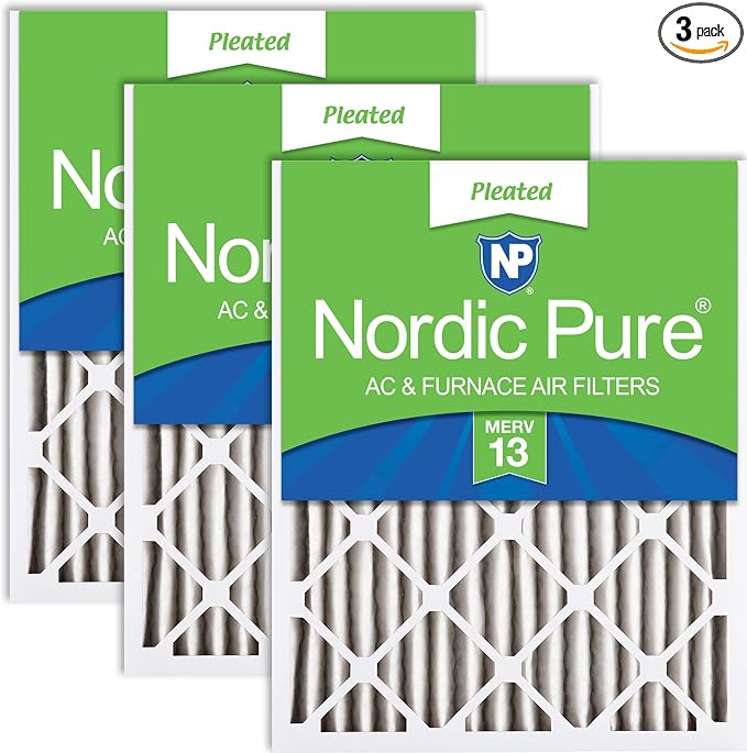 Nordic Pure 25x25x2 Pleated MERV 13 Air Filters 3 Pack by NordicPure