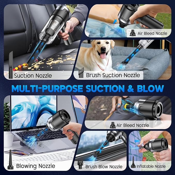KMM Handheld Car Vacuum Cleaner, 10000PA Vacuum Cleaner & Air Duster, 120W High - Image 4