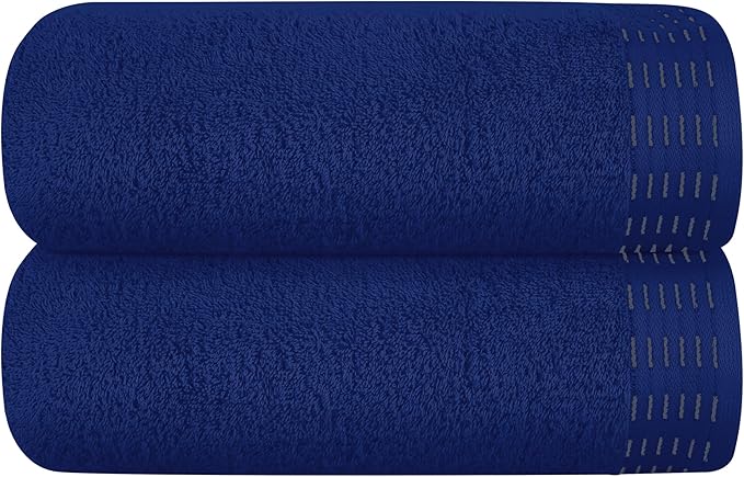 Cotton 2 Pack Oversized Bath Towel Set 28x55 inches, Large Bath Towels, Ultra Absorbant Compact Quickdry & Lightweight Towel, Ideal for Gym Travel Camp Pool - Navy Blue
