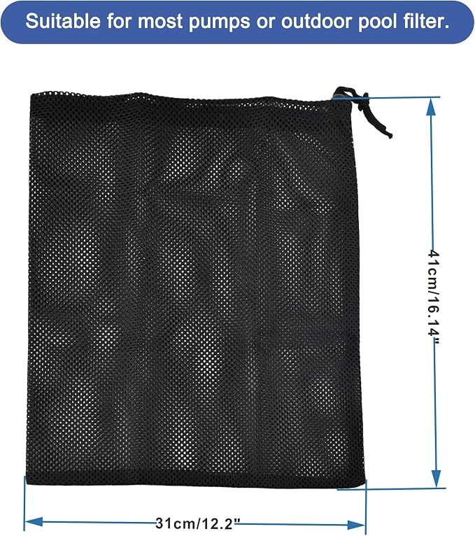 CONQUERALL 12.2x16.1inch Pond Filter Mesh Bag Pump Barrier Bag Black Polyester - Image 2