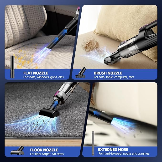 Cordless Handheld Vacuum Cleaner, 18000Pa 2 in 1 Car Vacuum Cleaner&Air Duster - Image 4