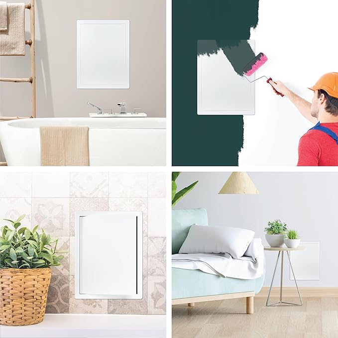 10" x 13" White Plastic Access Panel. Service Shaft Door Panel. Plumbing, Electricity, Heating, Alarm Wall Access Panel for Drywall. Bathroom Services Access Hole Cover.