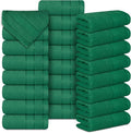 Casa Lino Face Towels & Body Wash Cloths for Showering - 100% Cotton Wash Cloths for Bathroom - Highly Absorbent & Quick Drying Washcloth Set - Cotton Washcloths 24 Pack (12" x 12") - (Green)