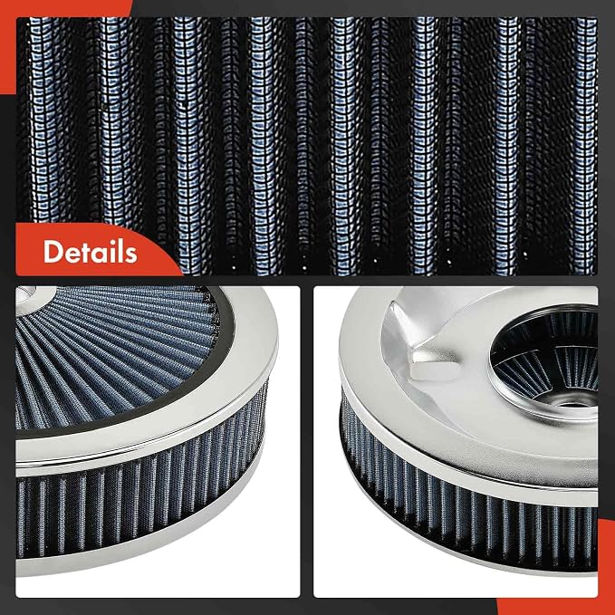 A-Premium 14"x3" Round Blue Chrome Universal Air Cleaner Filter Assembly - Image 7