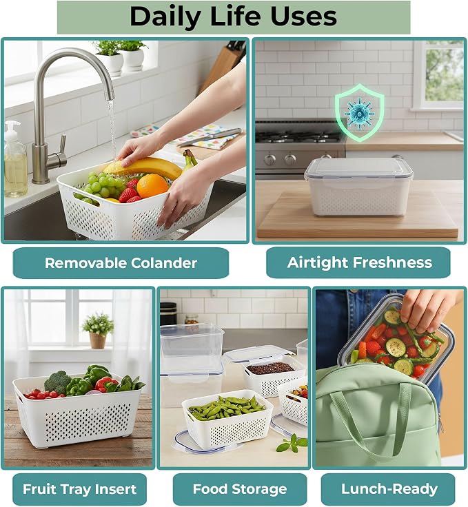5 Pack Large Fruit Storage Containers - Image 4