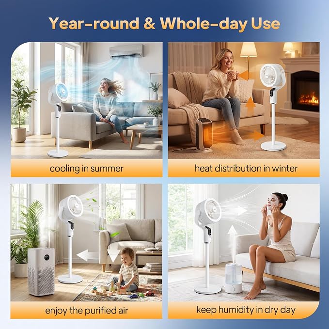 ROVSUN 3-in-1 Standing Fan, 90°+90°Omni-directional Oscillating Fan - Image 7