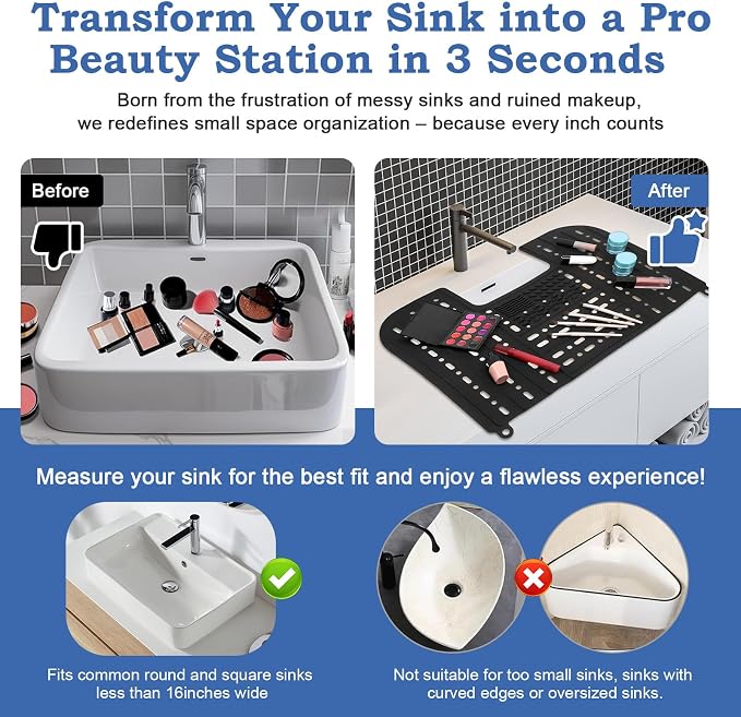 Bathroom Sink Cover for Counter Space, Foldable RV Sink Cover, Heat-Resistant - Image 7