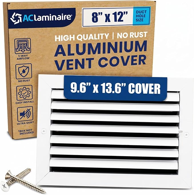 8x12 Aluminum 1-Way Air Vent Cover Wall or Ceiling Register – Multi-Shutter by ACLAMINAIRE