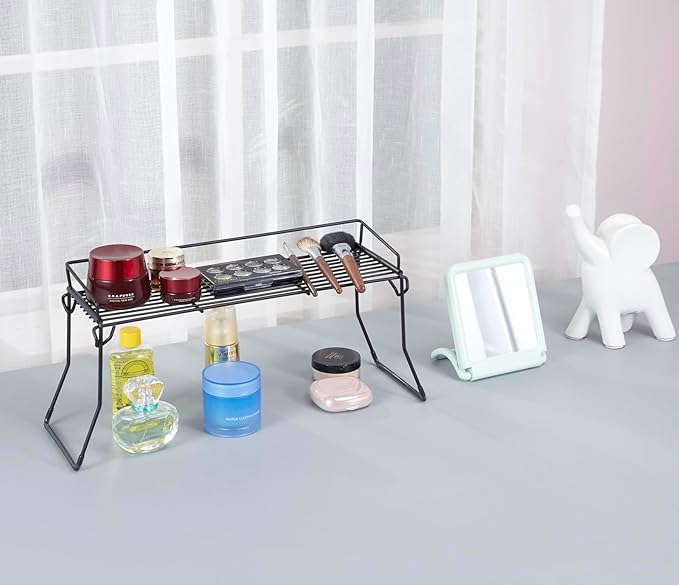 Metal The Sink Vanity Organizer 2 Pack, Bathroom or Kitchen Sink Organizer, Feminine Products Organizer (2 Black)