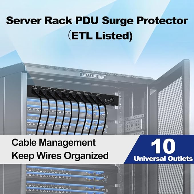 10 Outlets Horizontal 1U PDU Rackmount Power Strip - Image 5