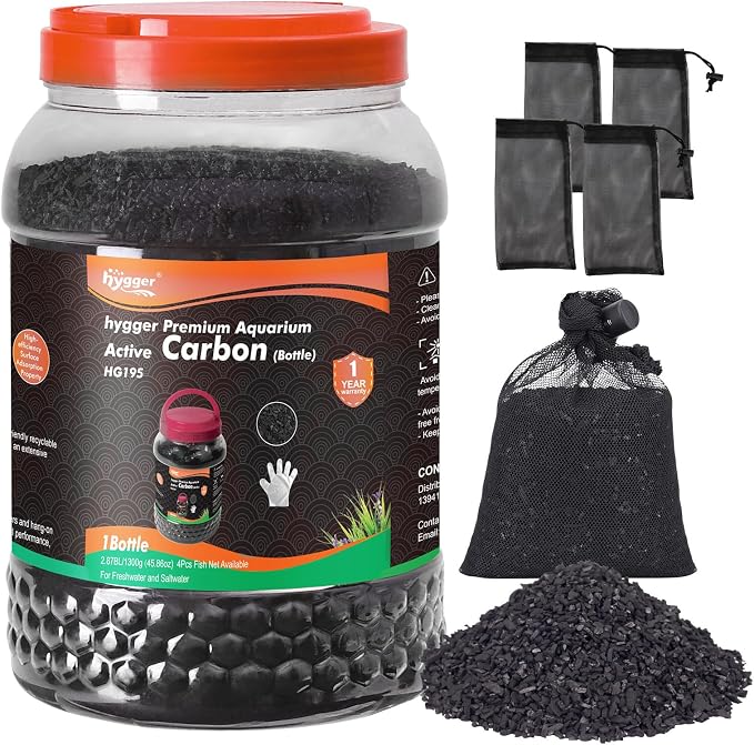 hygger Aquarium Activated Carbon, Premium Natural Coconut Shell Activated by hygger