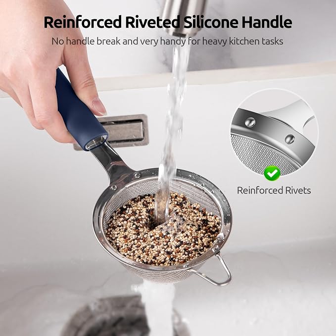 U-Taste Small Fine Mesh Strainer: 18/8 Stainless Steel 3.35in 30 Mesh Kitchen - Image 4