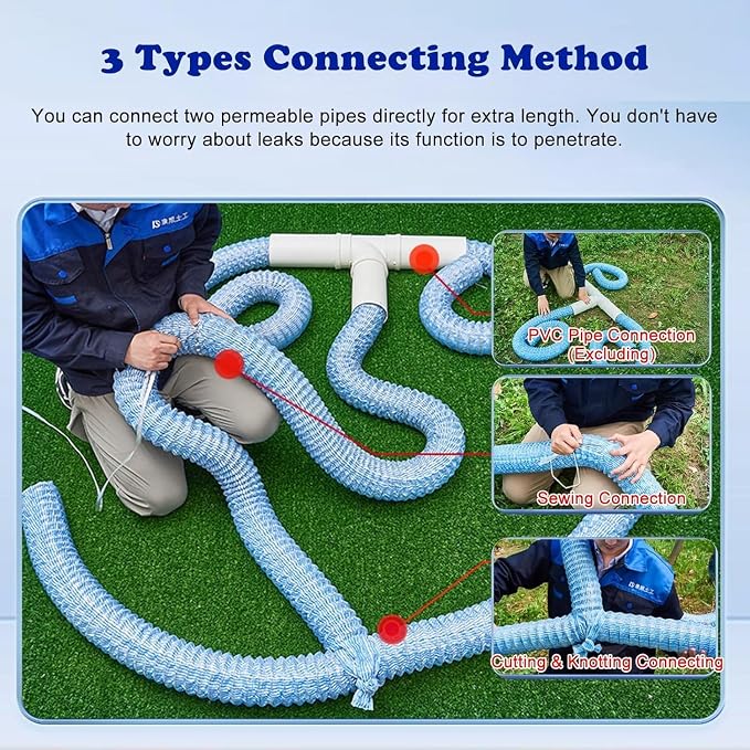 5cm/2in Diameter French Drain Pipe Perforated Drainage Pipes, Soft Infiltration - Image 5