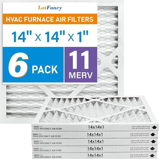 LotFancy 14x14x1 Air Filter MERV 11 6-Pack, Electrostatic Pleated AC Furnace by LotFancy