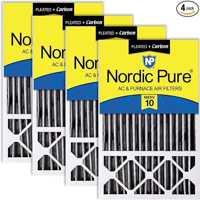 Nordic Pure 16x25x5 Honeywell Replacement Air Filters MERV 10 Plus Carbon 4 Pack by NordicPure