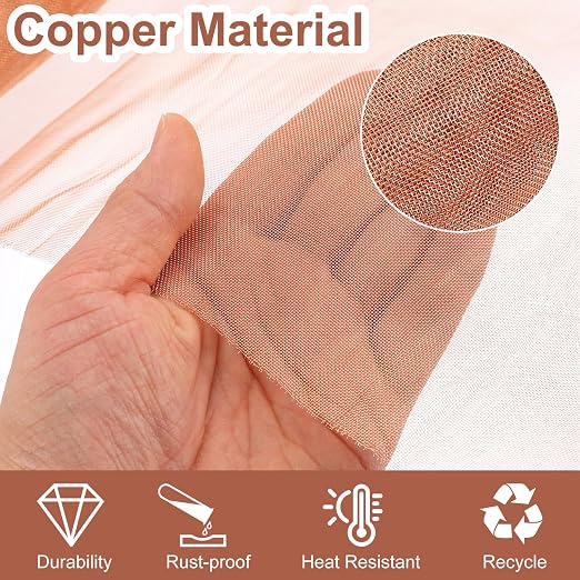uxcell Copper Mesh, 47.2" x 15.7" 100 Mesh Pure Copper Wire Mesh Dense Filter - Image 3