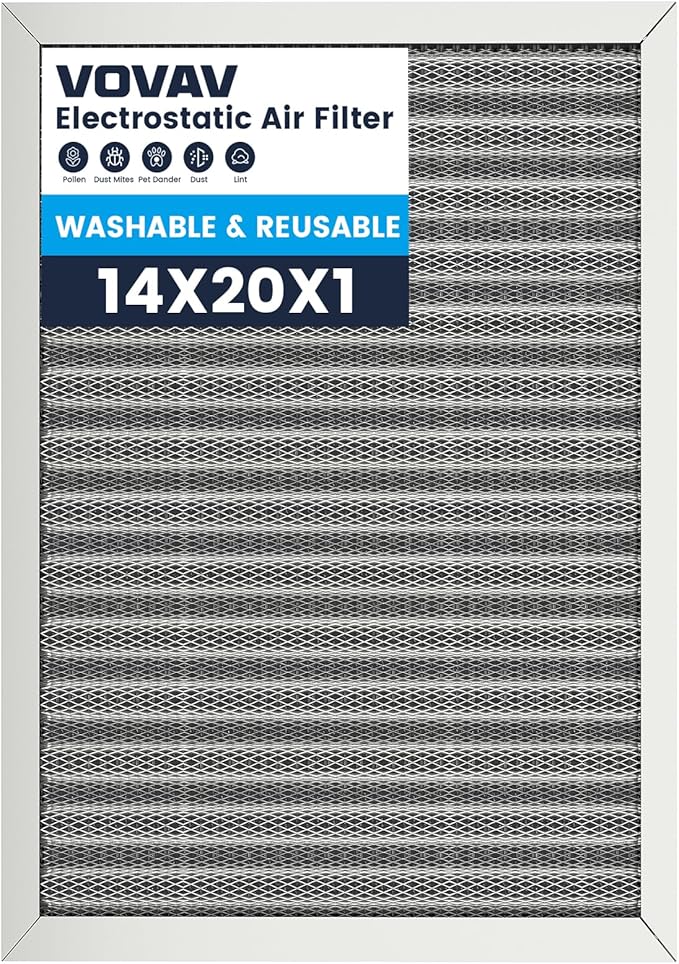 14x20x1 Air Filter-MERV 8, Washable & Reusable Electrostatic Air Filter by VOVAV