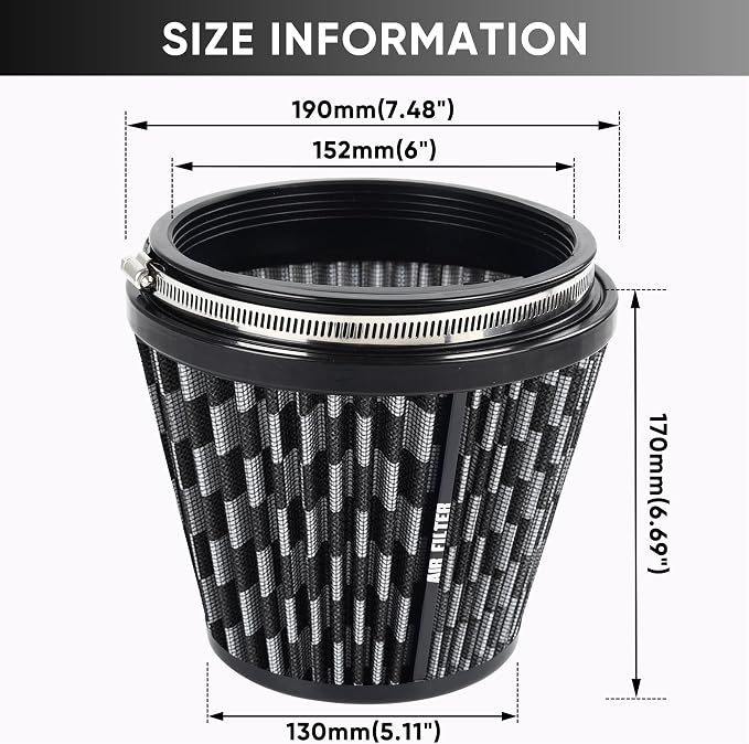 6" 152mm Inlet Cold Air Intake Filter High Flow Honeycomb Top Replacement - Image 3
