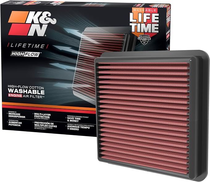 K&N High-Flow Original Lifetime Engine Air Filter: Increase Power: Premium by KNEngineeringInc