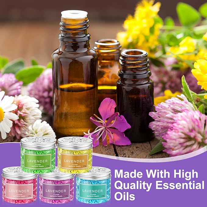 10 Pack Odor Eliminator Gel Beads, Pet Scents Gel Deodorizing Air Fresheners Beads Care for Home 4 oz Odor Eliminates in Bathrooms Cars Boats (Lemon, Sea, Rose, Jasmine, Lavender)