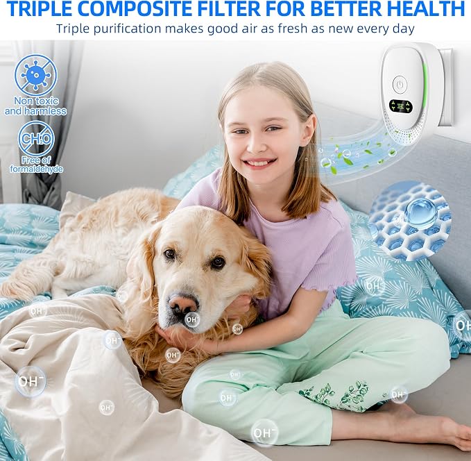 2026 Upgraded Air Ionizers for Dust Mites Smoke Pet Odor Plug in Air Purifiers - Image 3