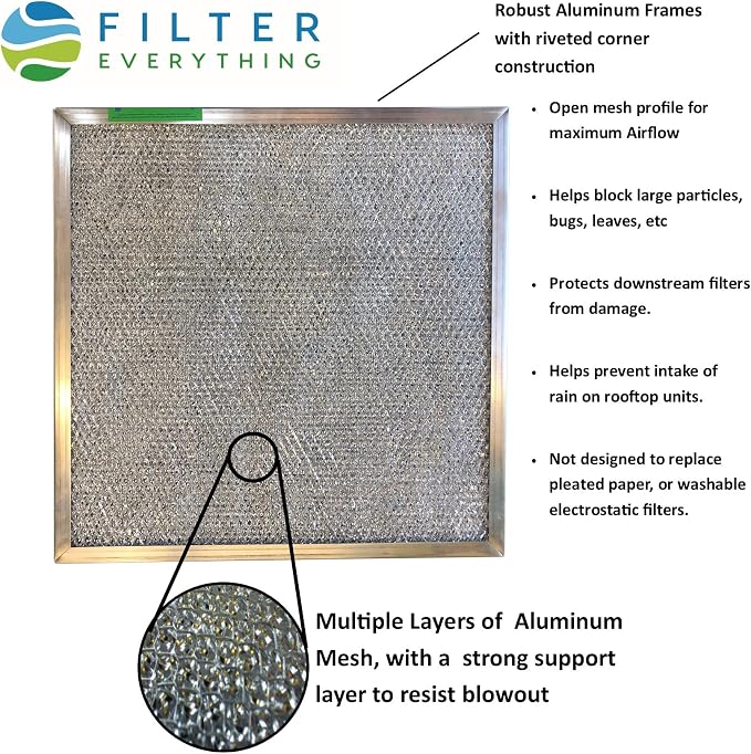 Filter Everything Washable Aluminum Air Filter – 16 x 20 x 1 7/8 – Permanent - Image 2