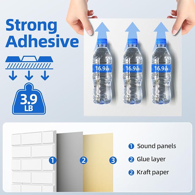 12 Pack Acoustic Panels with Self Adhesive, Soundproof Wall Panels, Brick Sound - Image 4
