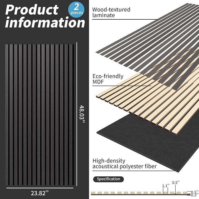 Wood Slat Wall Panel, 3D Soundproof Wall Panels, Large Acoustic Panels - Image 2
