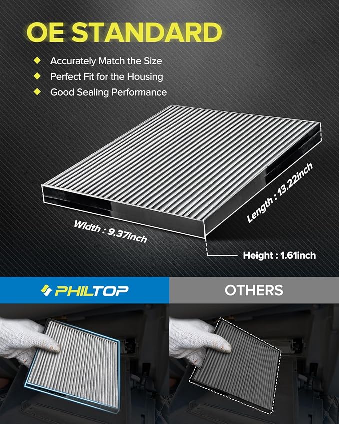 PHILTOP Cabin Air Filter w/Activated Carbon, Compatible - Image 2