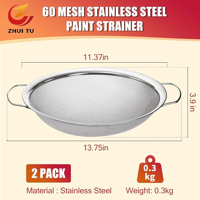 Fine Mesh Paint Strainer 60 Mesh Stainless Steel Paint Filter Emulsion Honey - Image 5