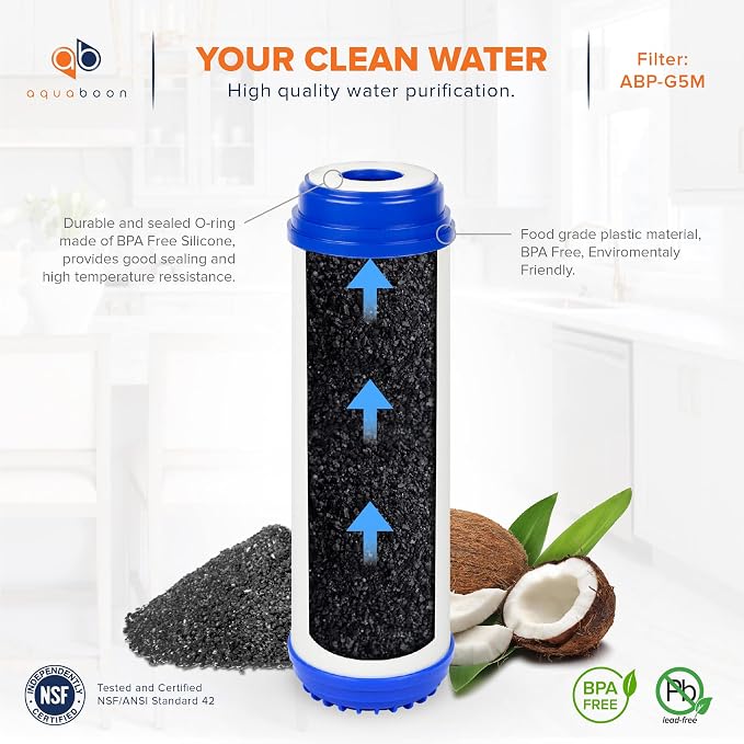 Aquaboon 5 Micron 10 x 2.5 Premium Granular Activated Carbon Water Filter - Image 5