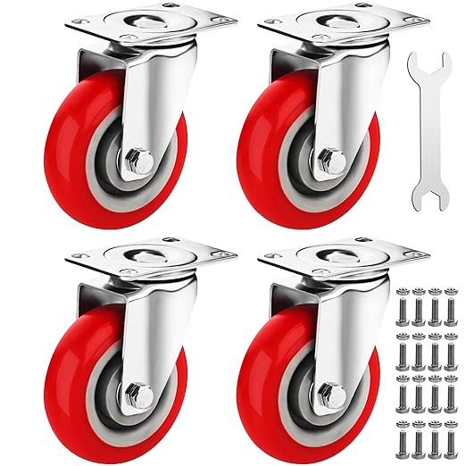 4 Inch Heavy Duty Casters Set of 4, Scratch Resistant & 360 Degree Rotatable by Castrek