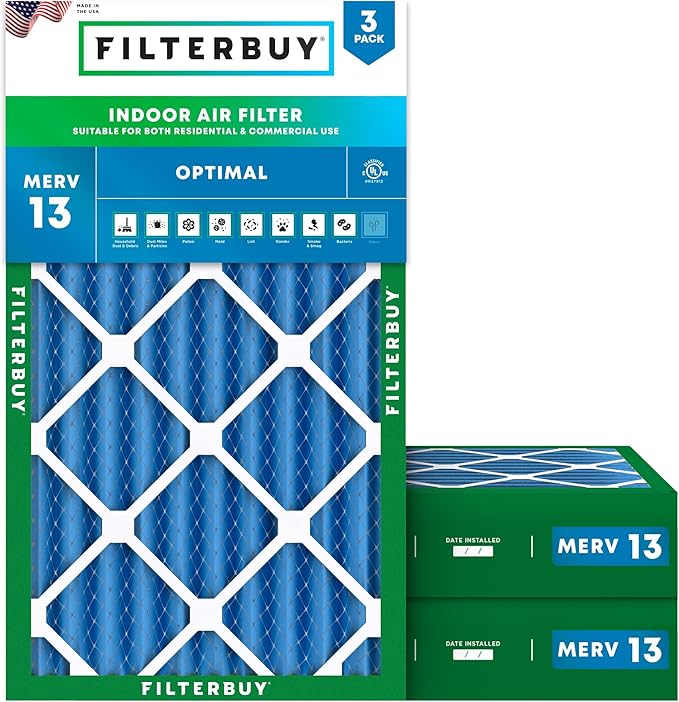 Filterbuy 16x24x4 Air Filter MERV 13 Optimal Smoke & Allergy Defense, by Filterbuy