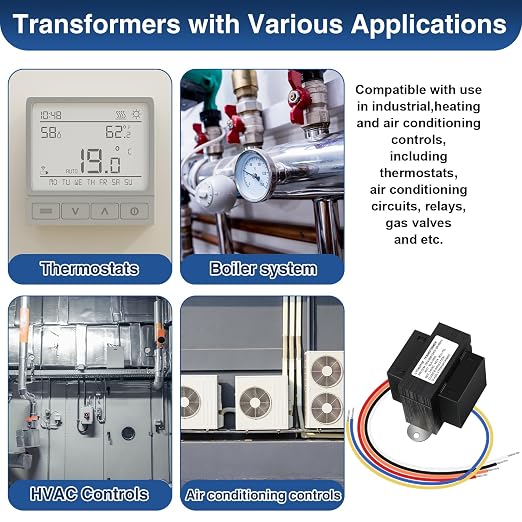 24V 40VA Control Transformer, 120V 50/60Hz HVAC Furnace Multi Tap, Foot Mount - Image 6
