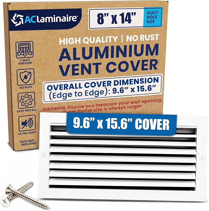 Aluminum 1-Way Air Supply Vent Register 8x14 Wall Ceiling HVAC Cover Quiet by ACLAMINAIRE