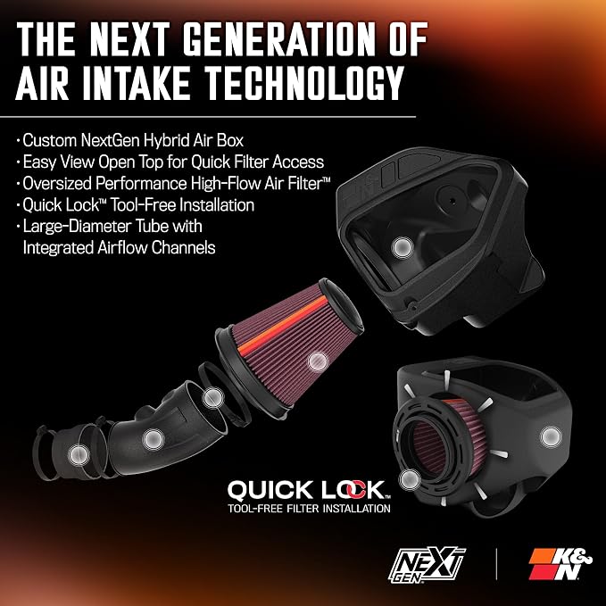 K&N NextGen Cold Air Intake System: High-Flow Cotton Filter: Compatible - Image 2