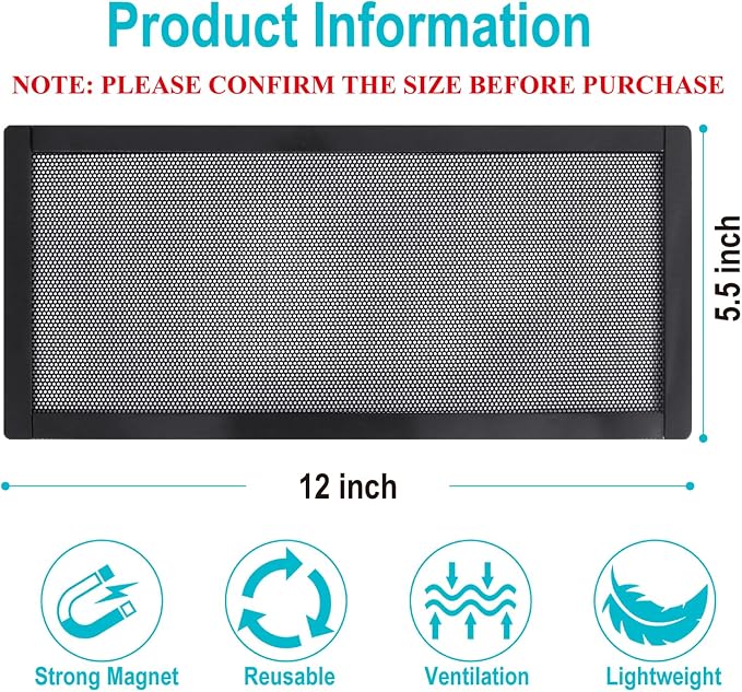 Magnetic Floor Register Vent Covers, 5.5 x 12 Inch Air Vent Filter Mesh - Image 2