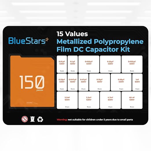 BlueStars 15-Value Metallized Polypropylene Film DC CBB22 Capacitor 400V/0.01uF - Image 2