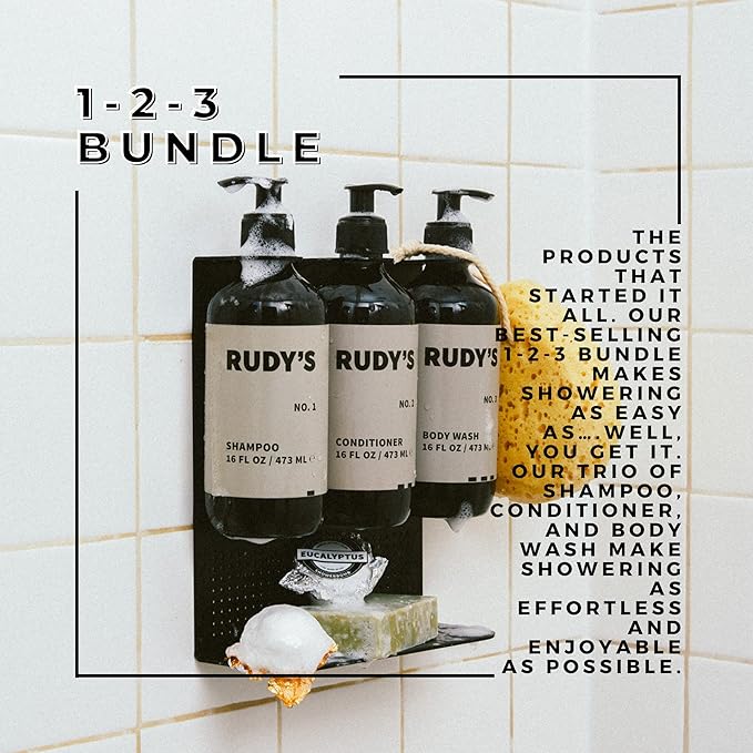 Rudy's No. 3 Body Wash - Natural Ingredients, Sulfate & Paraben Free - Exfoliates, Nourishes, and Maintains pH Balance (16 fl oz)