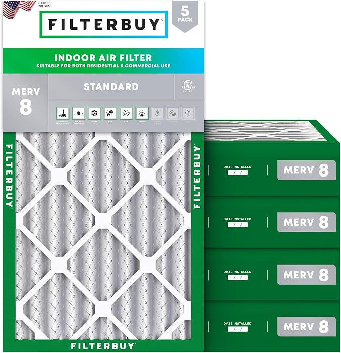 Filterbuy 14x25x4 Air Filter MERV 8 Essential Dust & Allergy Defense, by Filterbuy