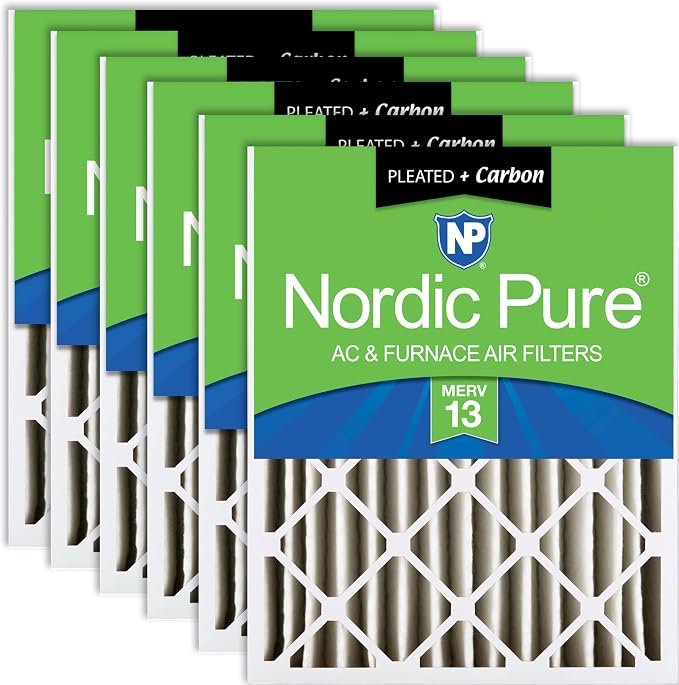 Nordic Pure 20x20x4 Pleated Air Filters MERV 13 Plus Carbon 6 Pack by NordicPure