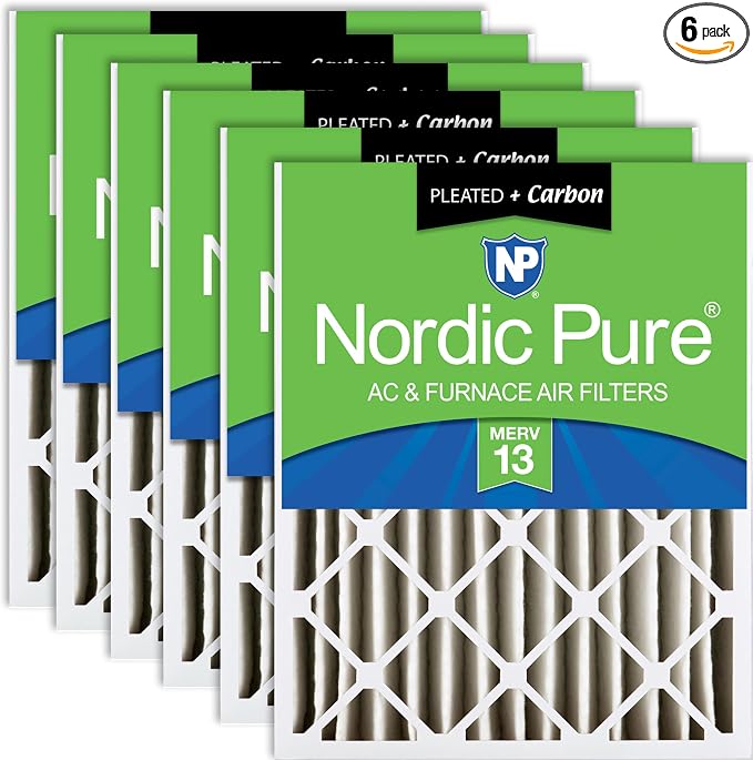 Nordic Pure 16x24x4 Pleated Air Filters MERV 13 Plus Carbon 6 Pack by NordicPure