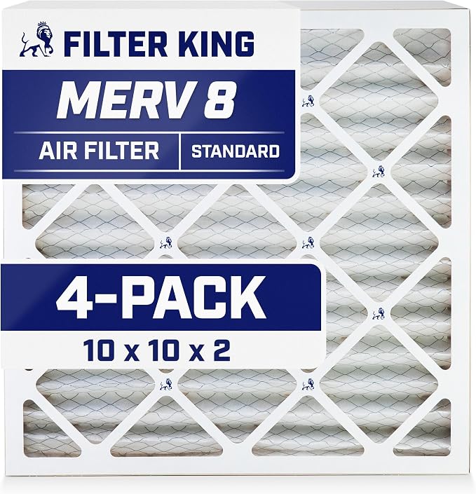 Filter King 10x10x2 Air Filter | 4-PACK | MERV 8 HVAC Pleated A/C Furnace by FilterKing