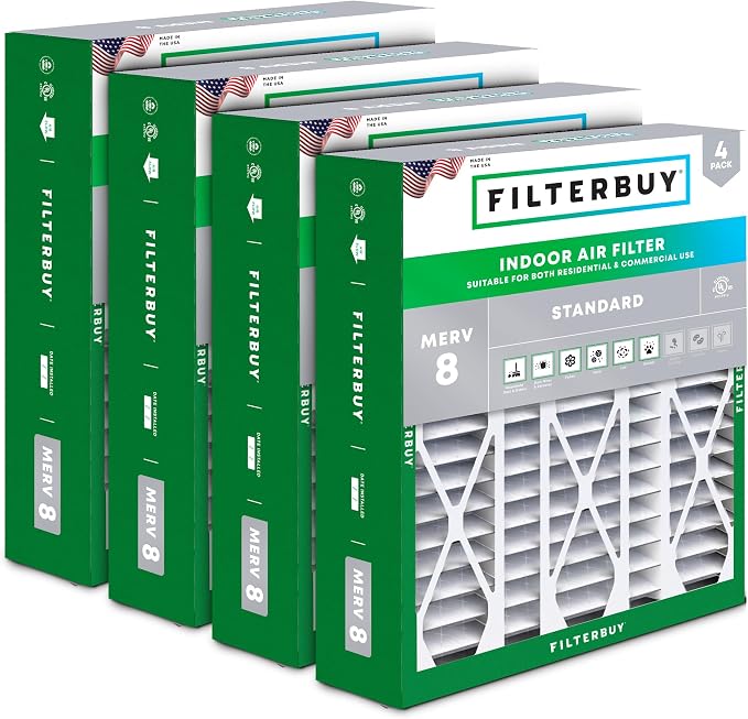 Filterbuy 20x25.25x3.5 Air Filter MERV 8 Essential Dust & Allergy Defense by Filterbuy