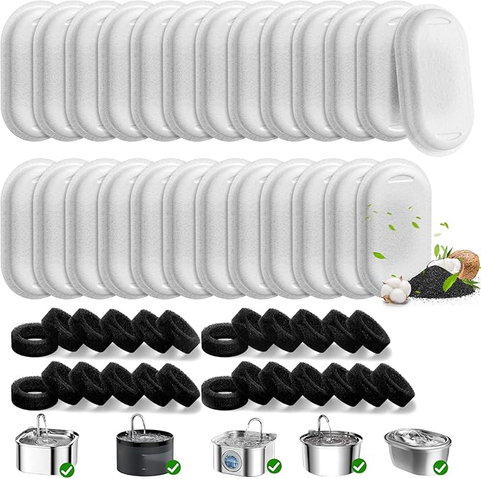50 Pack Cat Water Fountain Filters by Beckacher