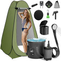 Portable Camping Shower, Pop Up Privacy Tent Kit with LED Light and Foldable Toilet, 6000mAh LCD Screen Shower Pump, Filtered Shower Heads & 5.3 Gallons Bucket, Outdoor Shower for Hiking, Travel, Car
