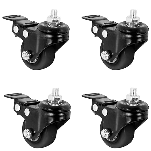 VIVO M8 Threaded Locking Caster Wheels, Rubber Base, 1.5 inch Replacement Wheels by Unknown